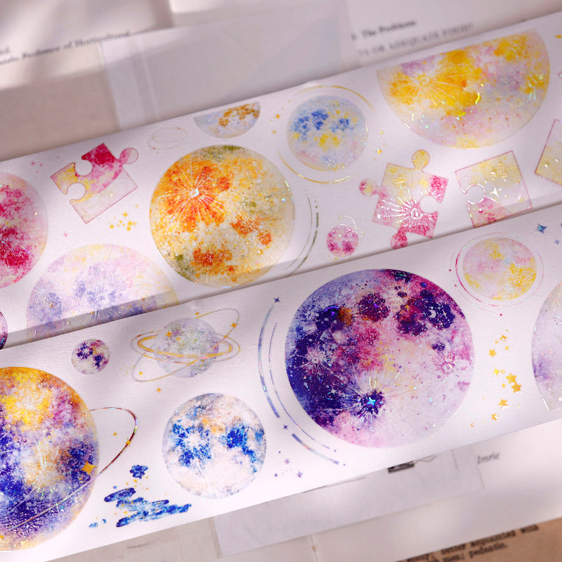 Whole Roll 6cm*5m Star Fall Die Cutting Shell Light Washi/PET Tape