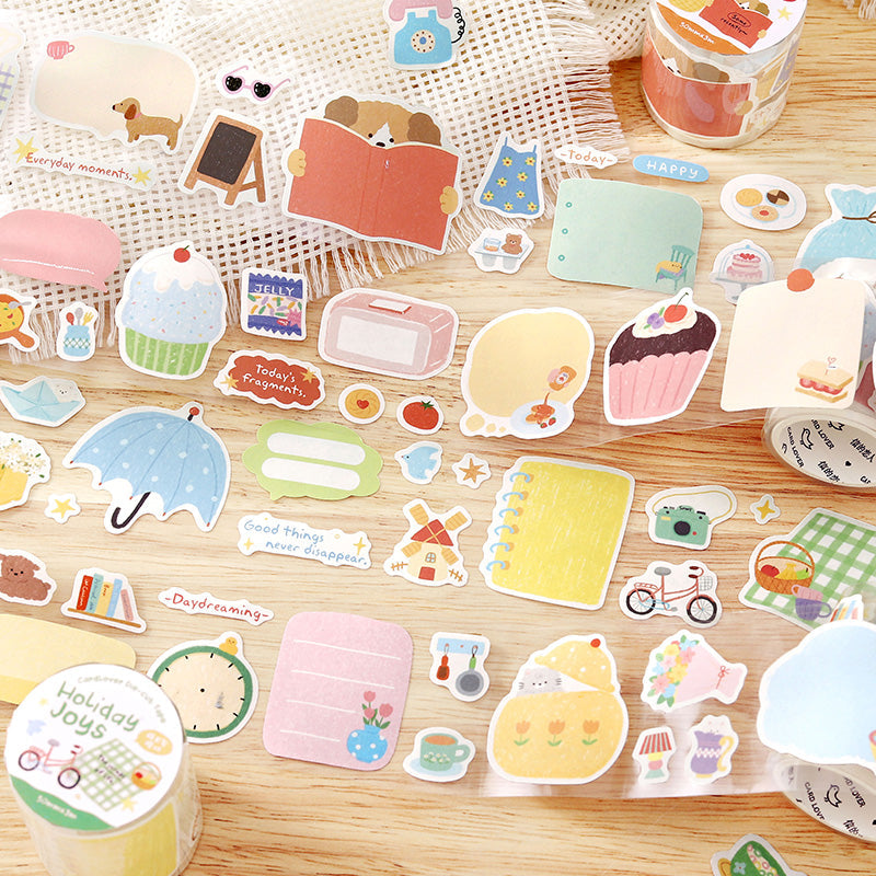 Warm Little Happiness Series Die Cutting White Kraft Paper Tape featuring white designs for journaling, scrapbooking and collage