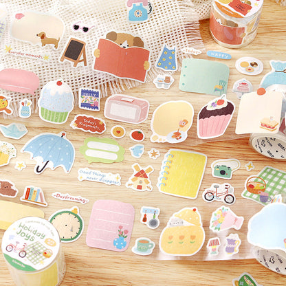 Warm Little Happiness Series Die Cutting White Kraft Paper Tape featuring white designs for journaling, scrapbooking and collage