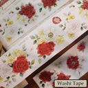 Washi/PET/Film de décoration à découper motif fleur rouge et blanche 5,5 cm × 100 cm/Ruban adhésif PET léger