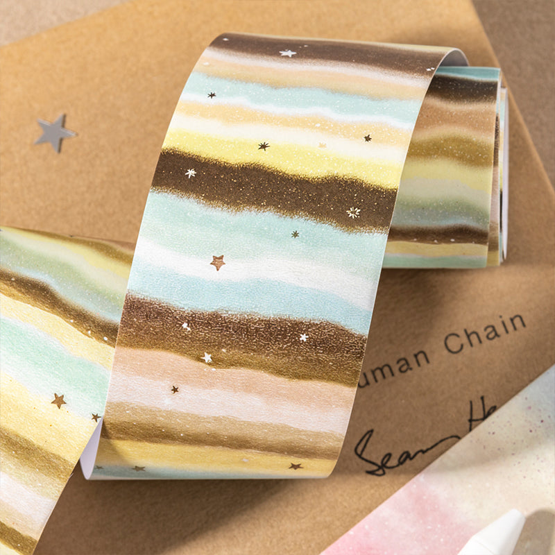 Velvet Mist Starfield Series White Kraft Paper Tape featuring white, and star designs for journaling, scrapbooking and collage