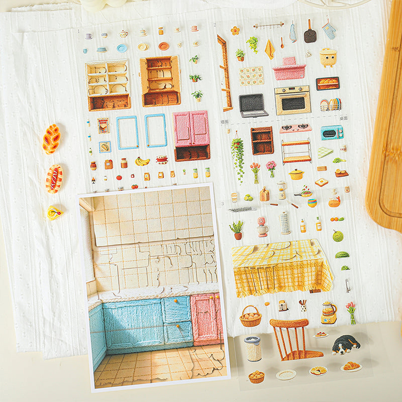 Corner Of Home Series 3D Sticker featuring home designs for journaling, scrapbooking and collage