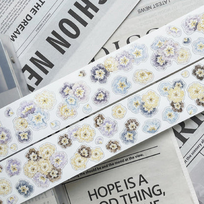 Whole Roll 5cm*5m Fairy Primrose Die Cutting Washi/PET/Flash Sand Synthetic Paper Tape featuring rose, and fairy designs for journaling, scrapbooking and collage