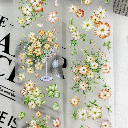 Whole Roll 5cm*5m Flourishing Beautiful Die Cutting Washi/PET/Flash PET Tape for journaling, scrapbooking and collage