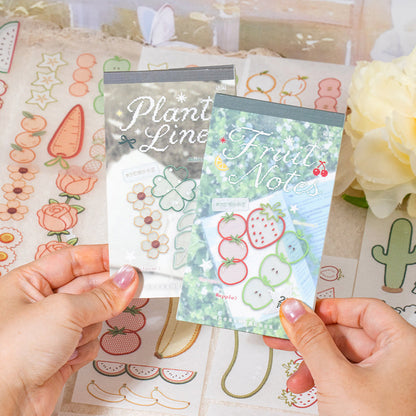 Embroidered Color Market Series Sticker Book featuring red, book, and color designs for journaling, scrapbooking and collage
