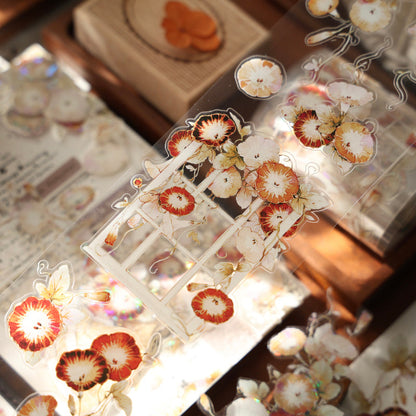 6cm*120cm Lavender flower Die Cutting Washi/PET/Shell Light PET Tape featuring flower, and light designs for journaling, scrapbooking and collage
