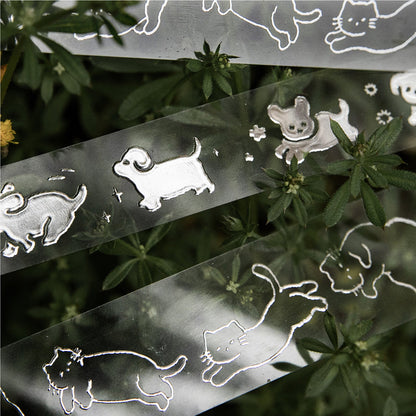 Silver Special Issue Series Silver Stamping PET Tape Set featuring silver designs for journaling, scrapbooking and collage
