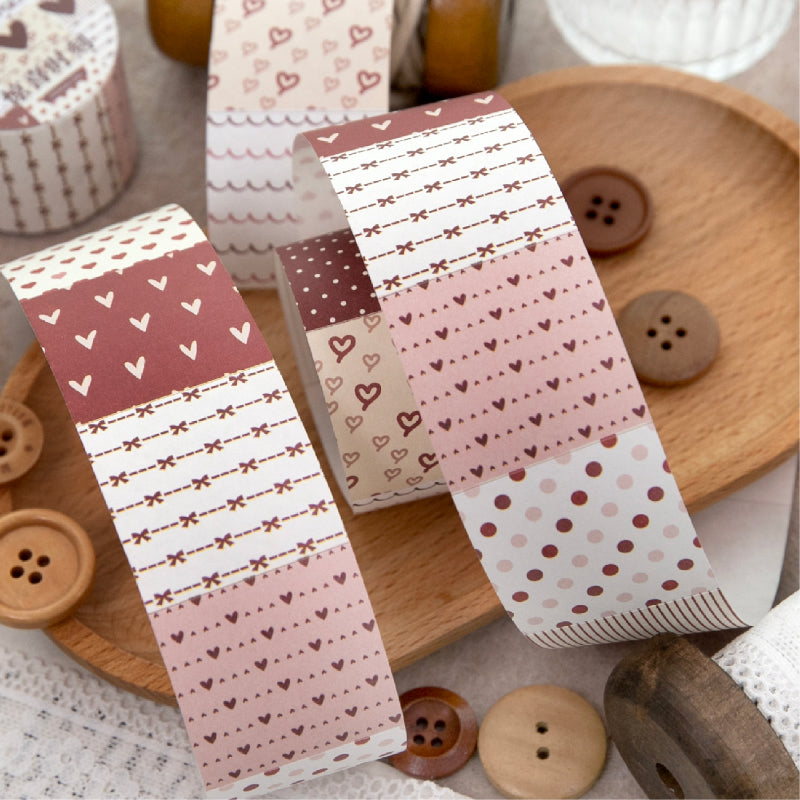 Dot Pattern Battle Series Die Cutting White Kraft Paper Tape featuring white, and dot designs for journaling, scrapbooking and collage
