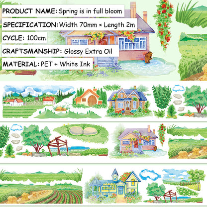Spring is in full bloom PET Tape featuring spring designs for journaling, scrapbooking and collage