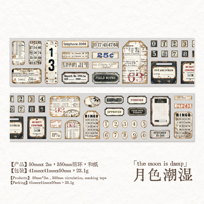 Retro Markings Series Die Cutting Washi Tape