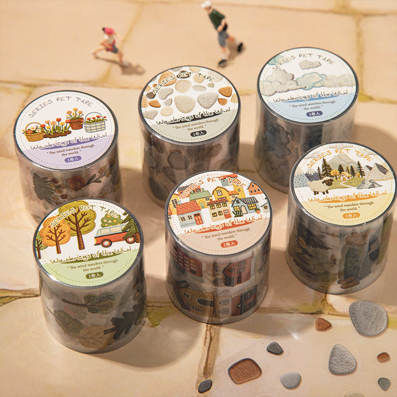 Journey of the Wind Series Die Cutting PET Tape featuring wind designs for journaling, scrapbooking and collage