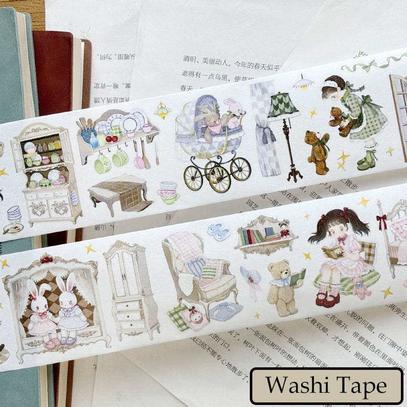 Whole Roll 5.5cm*5.1m Lily's Sweet House Die Cutting Washi/PET Tape