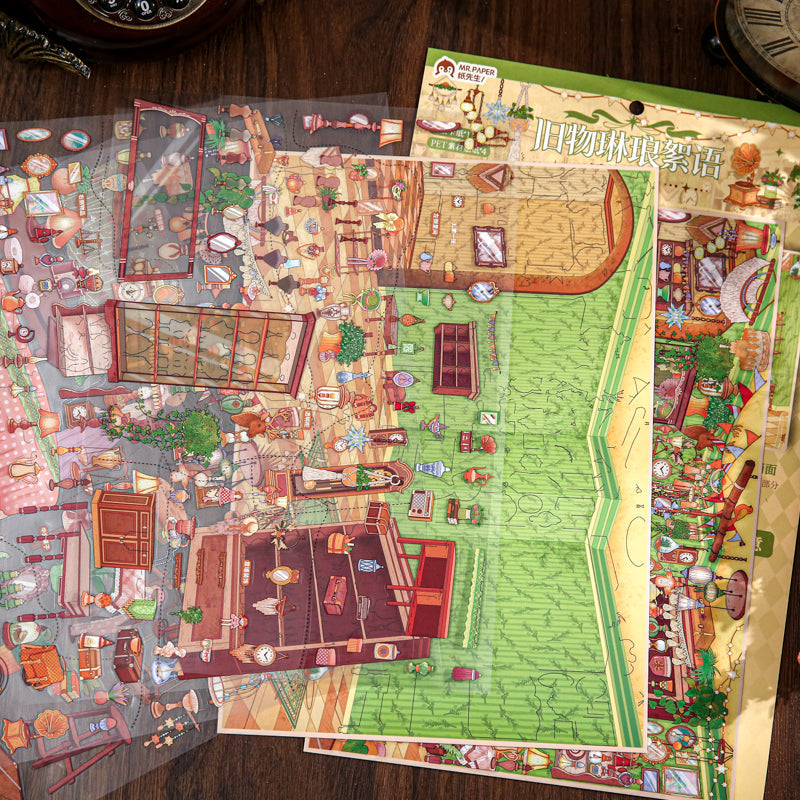 Murmur Of Old Treasures Series 3D Sticker featuring old designs for journaling, scrapbooking and collage