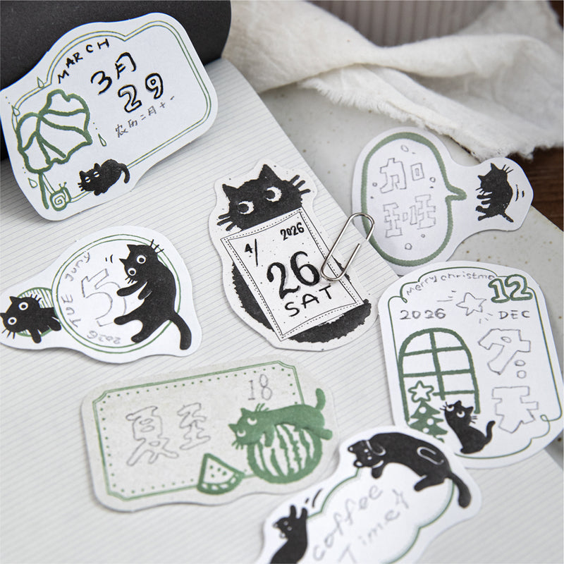 Little Black Cat Series Sticker featuring black, and cat designs for journaling, scrapbooking and collage