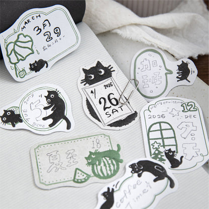 Little Black Cat Series Sticker featuring black, and cat designs for journaling, scrapbooking and collage