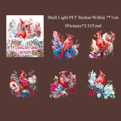 Floral & Birds Sticker Sheet – Aesthetic Nature Journaling & Scrapbook Sticker