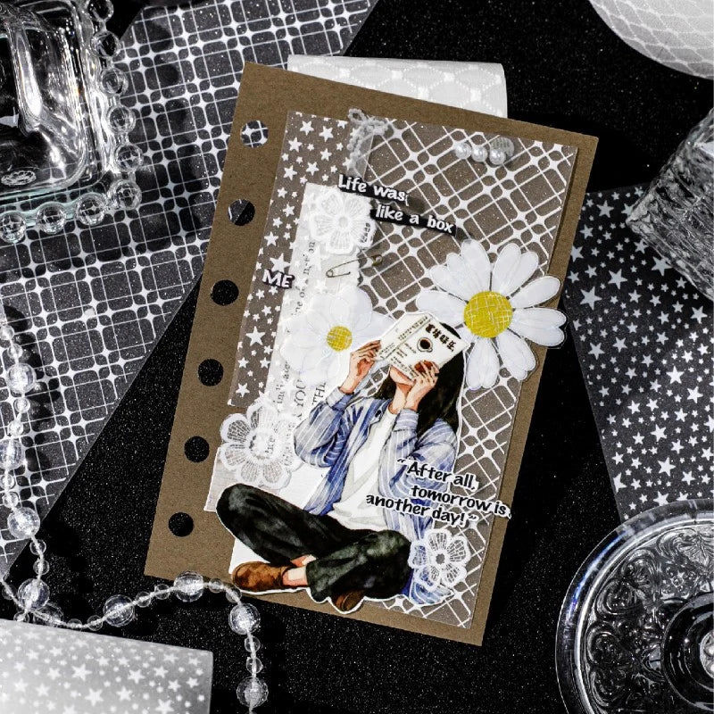 White Mist Floral Note PET Tape