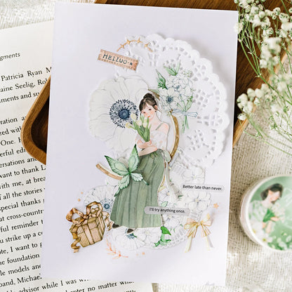 Light Vintage Figure & Flower Washi Tape