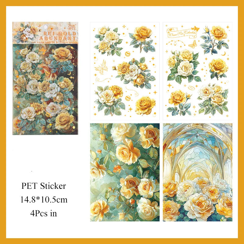 Rose Blossom Sticker Sheet – Romantic Aesthetic Journaling & Scrapbook Sticker