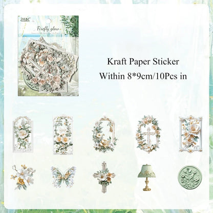 Carved Shadow Floral Sticker Sheet – Aesthetic Dark Botanical Journaling & Scrapbook Sticker