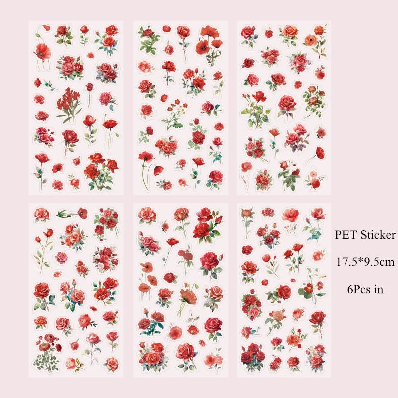 Spring Floral Shadow Sticker Sheet – Aesthetic Journaling & Scrapbook Sticker