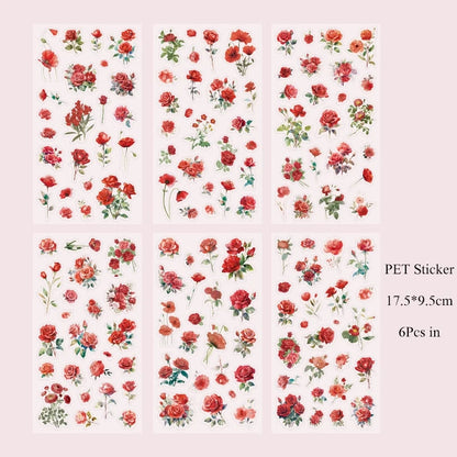 Spring Floral Shadow Sticker Sheet – Aesthetic Journaling & Scrapbook Sticker