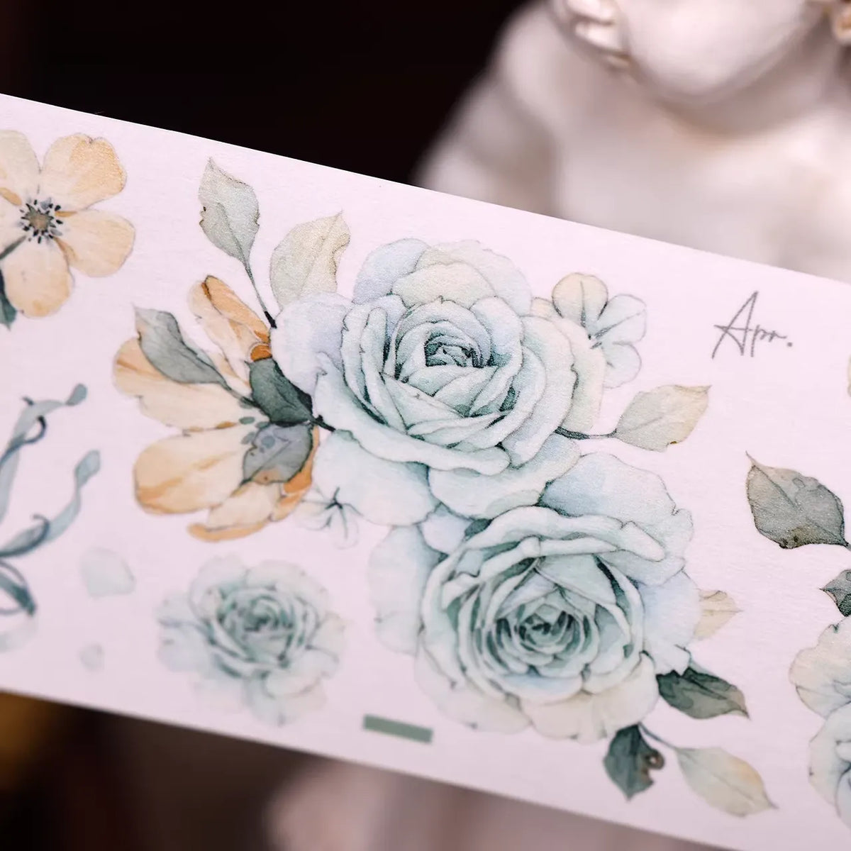 Mint Green Vintage Floral PET & Washi Tape