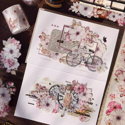 Peach Blossom Vintage Floral PET & Washi Tape