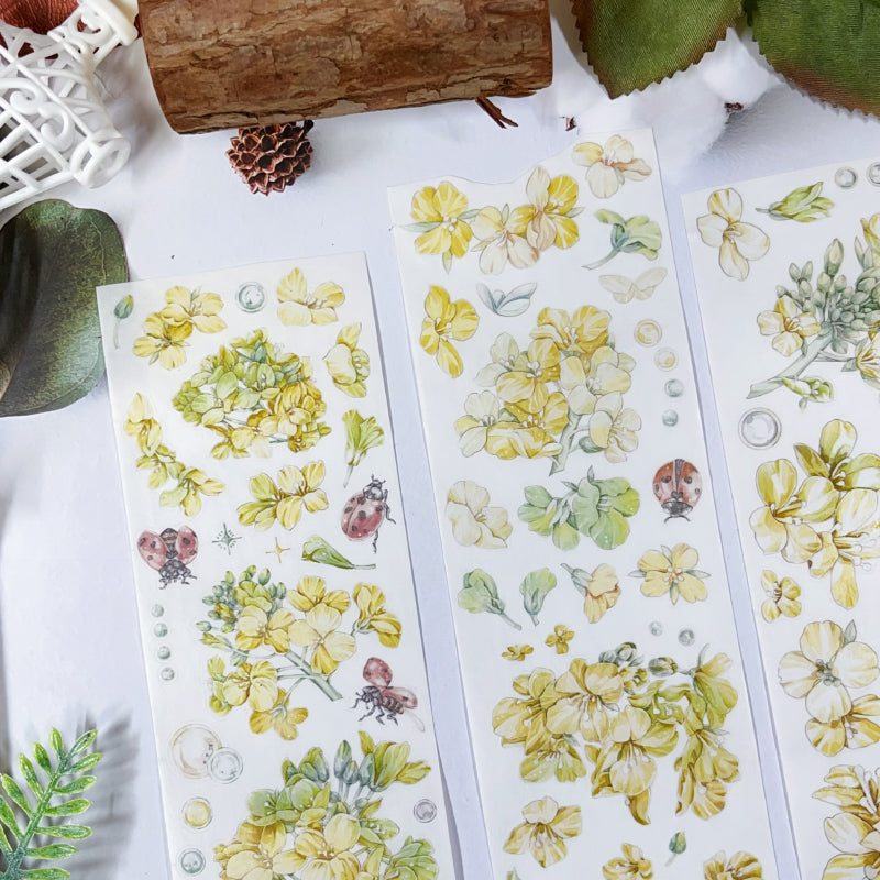 5cm*100cm Flower Insect Die Cutting Washi/Synthetic Paper/Shell Light PET Tape featuring flower, and light designs for journaling, scrapbooking and collage