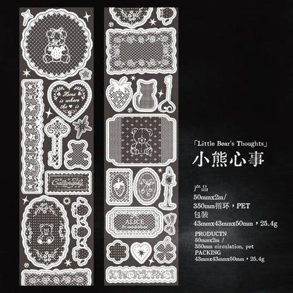 White Tea Blossom Dream Series Die Cutting Flash Sand PET Tape