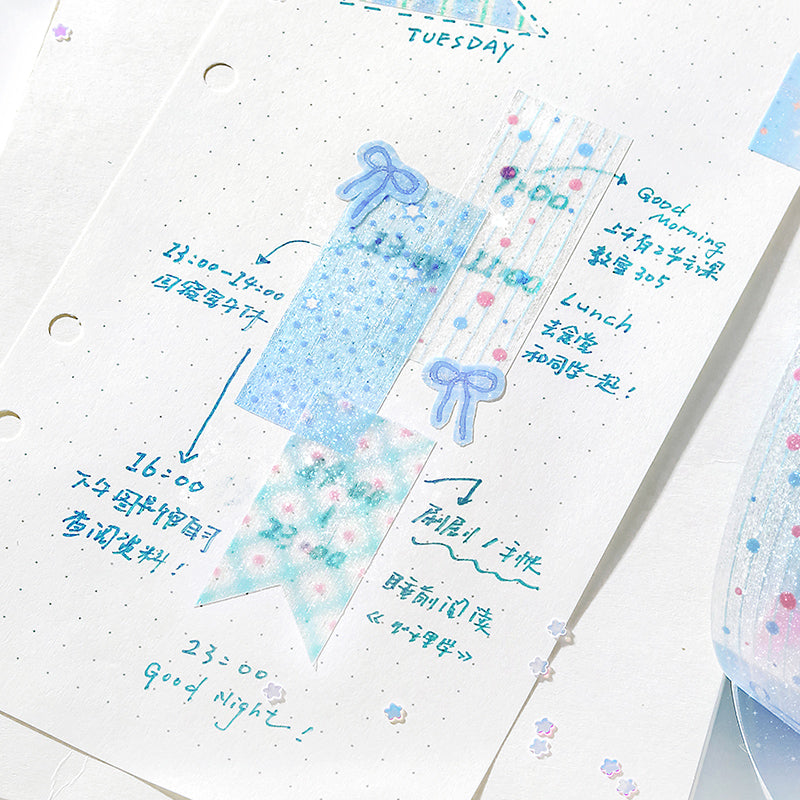 Light Salt Color Poetry Series Flash PET Tape featuring light, and color designs for journaling, scrapbooking and collage