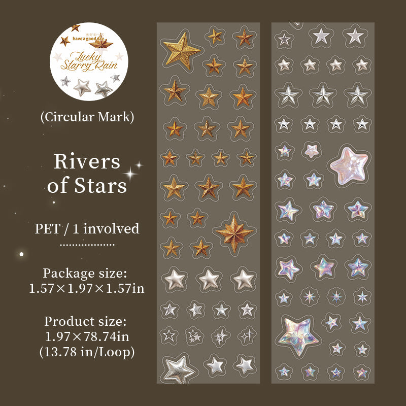 Lucky Starry Rain Series Die Cutting PET Tape