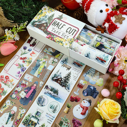 Under the wind and snow Die Cutting Washi/Fog PET Tape featuring snow, and wind designs for journaling, scrapbooking and collage