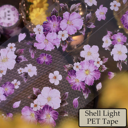 5.5cm*100cm Purple Moon Rose Die Cutting Shell Light Washi/PET Tape