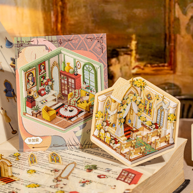 Mini Landscape Series 3D Sticker Book featuring book designs for journaling, scrapbooking and collage
