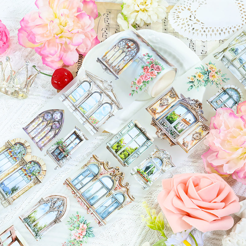 Window of the Heart Fog PET Tape featuring wind designs for journaling, scrapbooking and collage