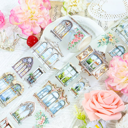 Window of the Heart Fog PET Tape featuring wind designs for journaling, scrapbooking and collage