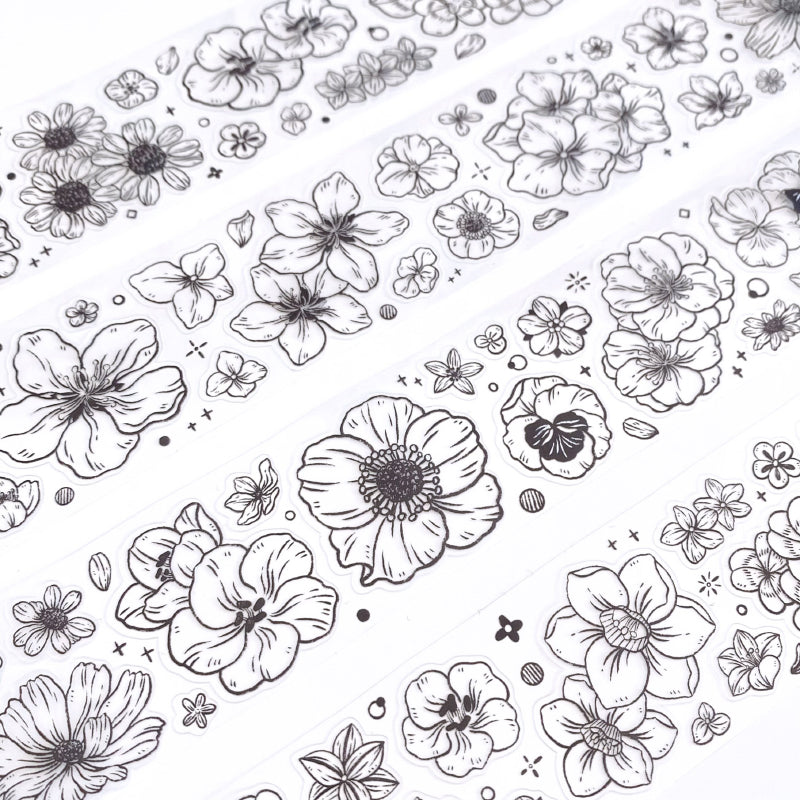 4cm*100cm In the sea of flowers Die Cutting PET Tape featuring flower, and sea designs for journaling, scrapbooking and collage