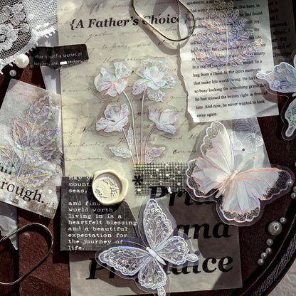 Floral Lace Series Sticker featuring floral, and lace designs for journaling, scrapbooking and collage
