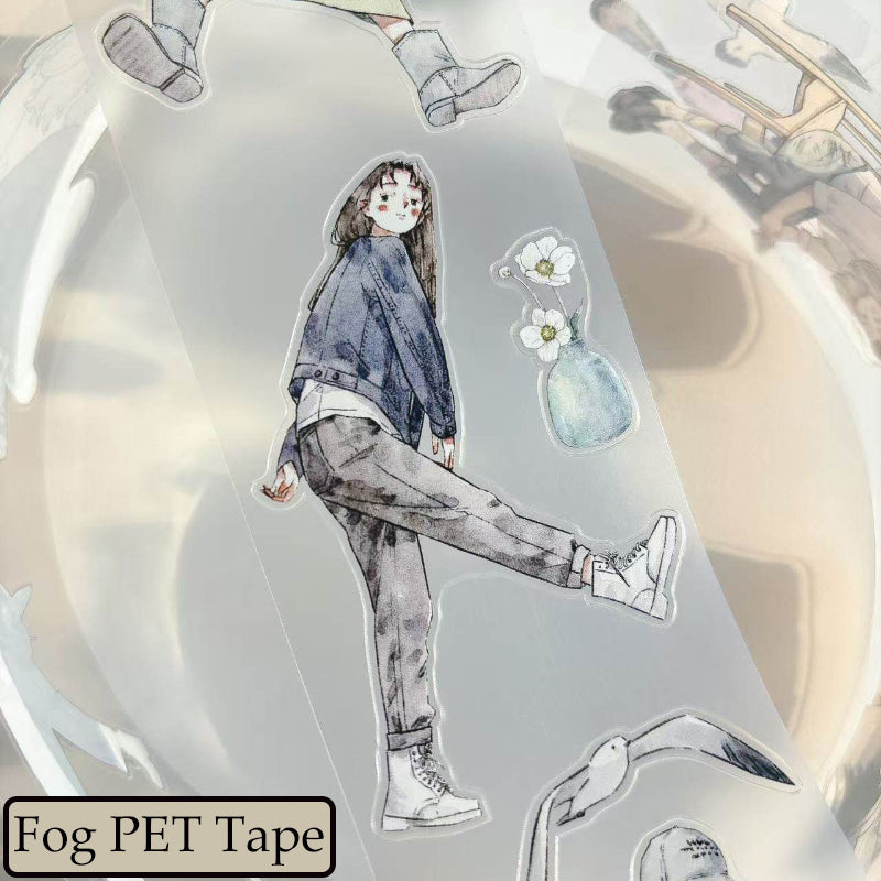 5,5 cm * 333 cm Washi/PET/Fog Bande adhésive à découpe narrative au rythme lent