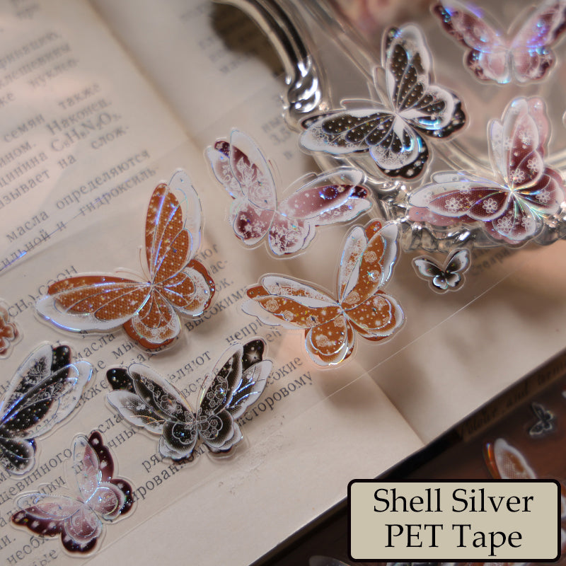 6cm*100cm Lace Butterfly Mist Die Cutting Shell Silver/Gold/Light PET Tape