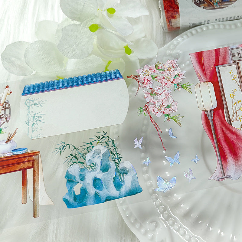 Recognizing flowers Shell Light PET Tape featuring flower, and light designs for journaling, scrapbooking and collage