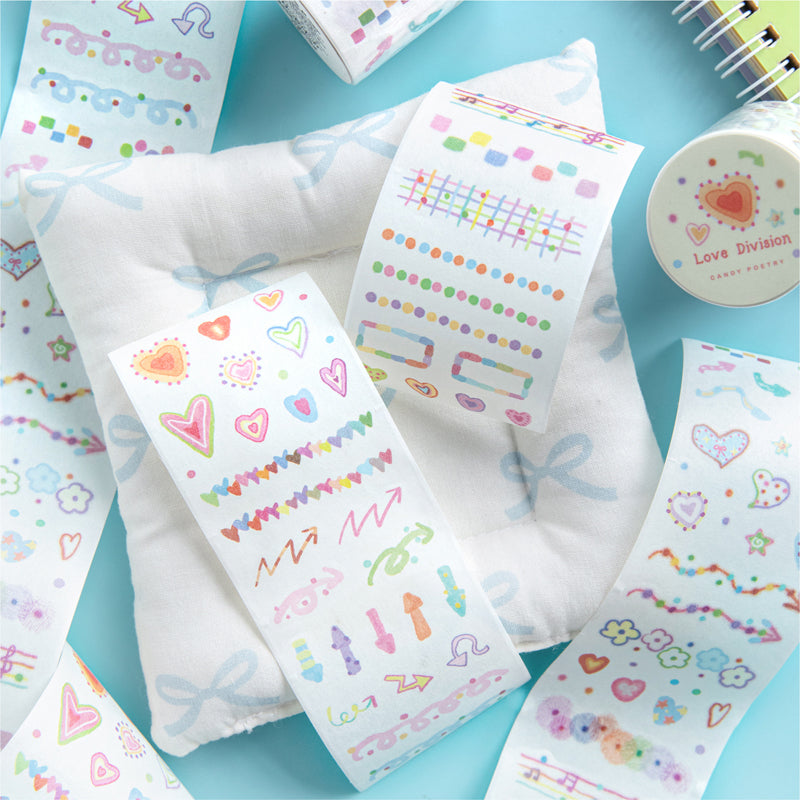 Colorful Mood Series Die Cutting Washi Tape featuring color designs for journaling, scrapbooking and collage