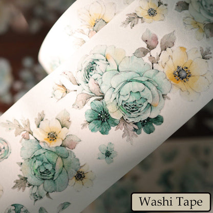Whole Roll 5.5cm*5m Blue Purple Flower Die Cutting Washi/PET/Shell Light PET Tape