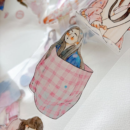 Whole Roll 6cm*10m Little Pink Die Cutting Washi/PET/Fog PET Tape