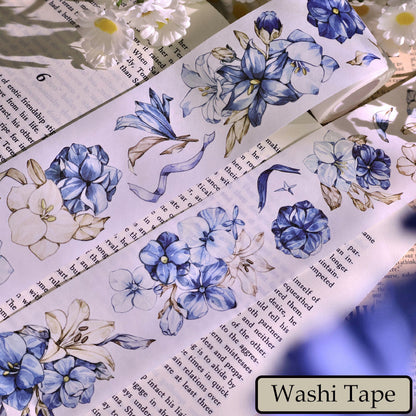 Whole Roll 5.5cm*5m Lan Yue Bai Die Cutting Washi/PET/Shell Silver PET Tape
