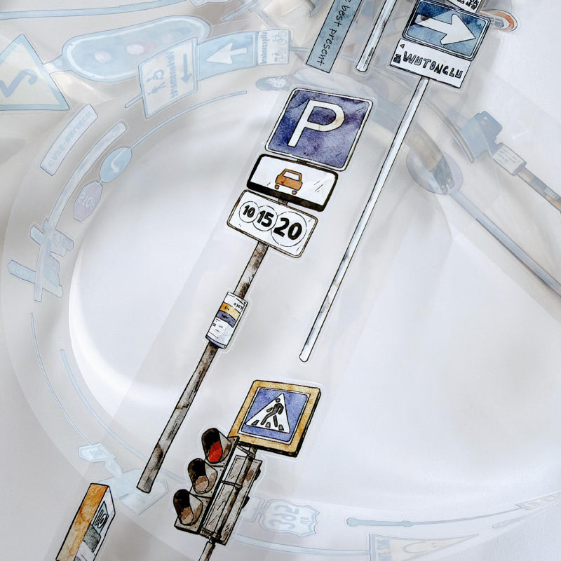 5cm*333cm Road Sign Die Cutting Washi/PET/Fog PET Tape for journaling, scrapbooking and collage