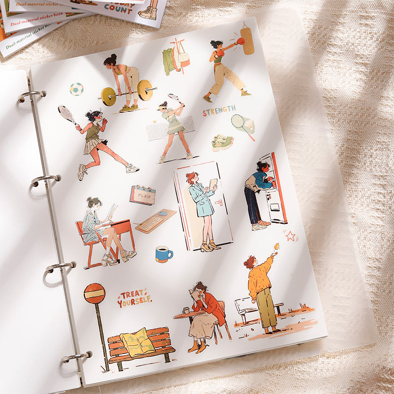 Energizing Vacation Series Sticker Book featuring cat, and book designs for journaling, scrapbooking and collage