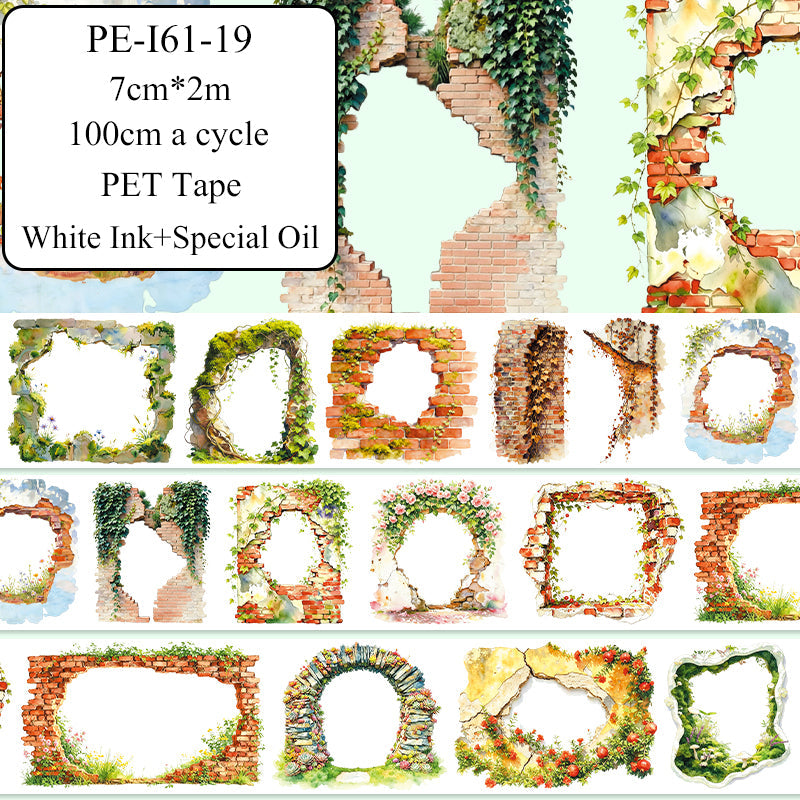 Old Wall PET Tape featuring old designs for journaling, scrapbooking and collage