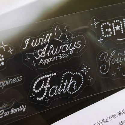 Illuminating Star Words Series Die Cutting PET Tape featuring star designs for journaling, scrapbooking and collage